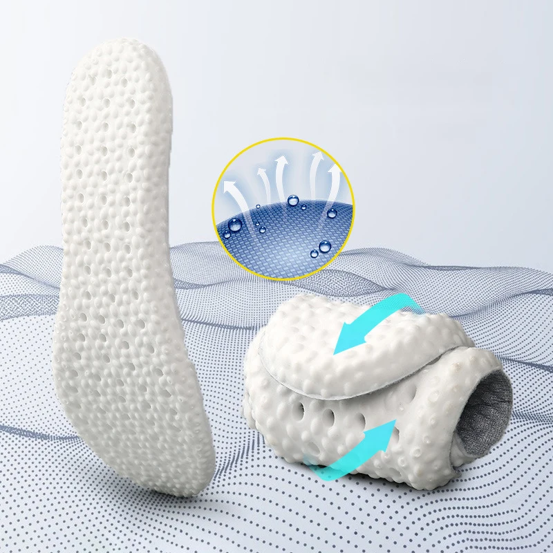 Wholesale  PU Memory Foam Insoles Sneakers Comfort Sweat-absorption Shoe Pads Sports Running Massaging Insole