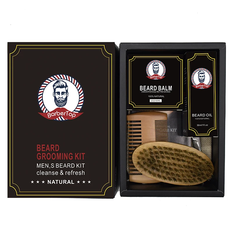 Мужской набор для ухода за бородой, масло для бороды, крем для бороды, расческа, кисти, мешки, ножницы