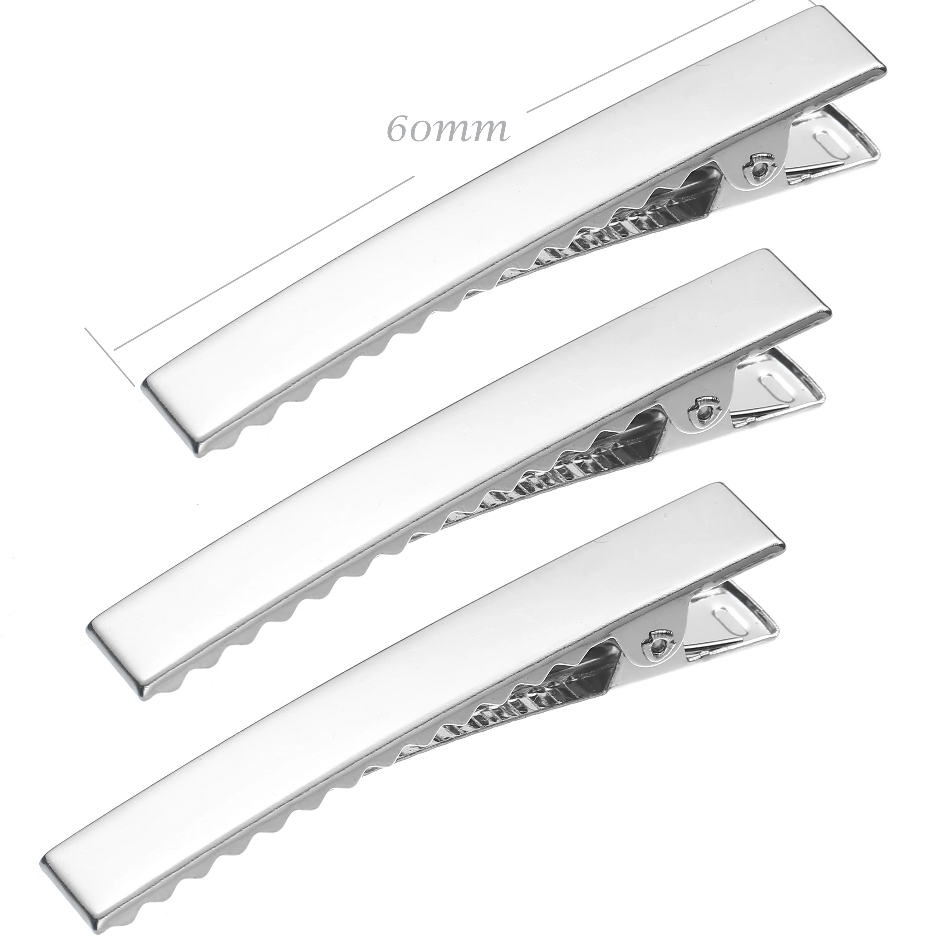 Оптовая продажа, плоские металлические Пружинные зажимы для волос, 60 мм