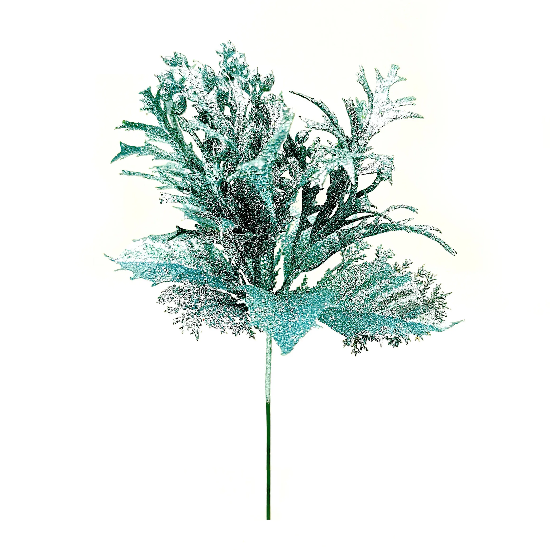 New Christmas Decoration Pine Needle Pick Berry Glitter Picks Artificial Glitter Leaf Pick Spray Berries Floral For Xmas Decor