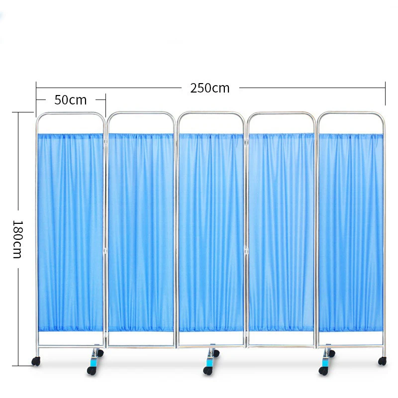 Movable Foldable Hospital Stainless Steel Ward Screen Hospital 4 folds medical folding screen