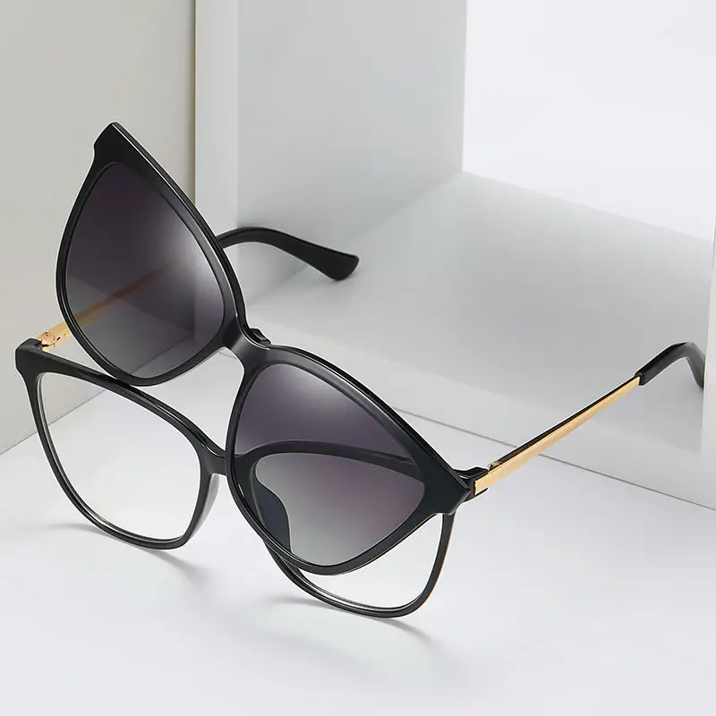 New Women Anti Blue Light TR90 Optical glasses Clip On Glasses 95655 Myopia Optical Frames Set Polarized Lens
