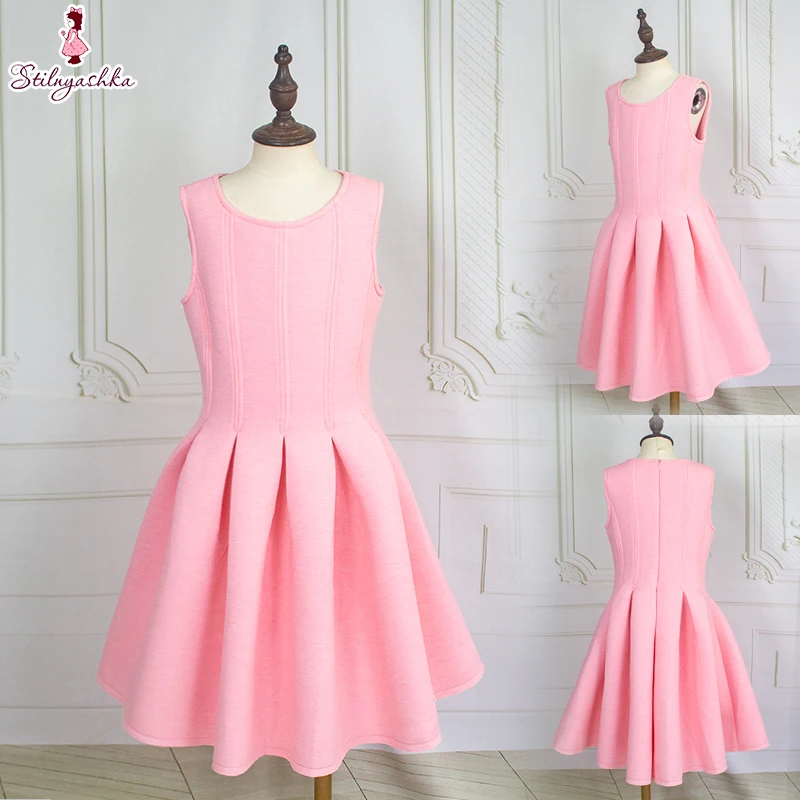 Stilnyashka Wholesale Elastic Solid Sleeveless Pink Dance Kids Dress For Kids