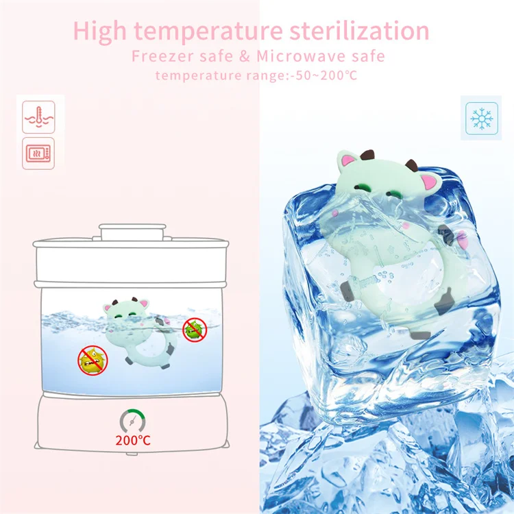 Custom Cartoon Lovely Silicone Milk Cow Teether DIY Baby animal Dummy Pacifier Sensory Funny Teething Toys