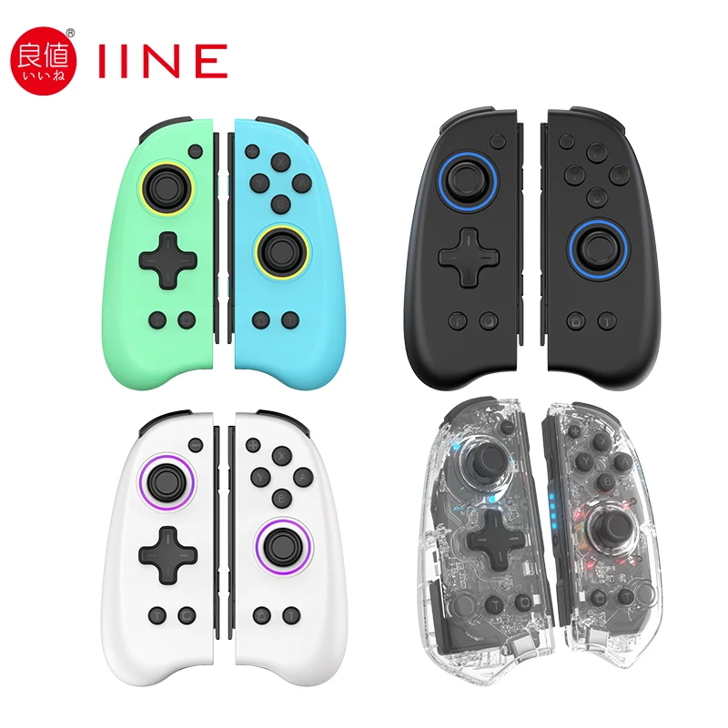 IINE Controllers for Nintendo Switch/Switch OLED Replacement for Switch L/R Joypad With 8 Colors Adjustable Lights