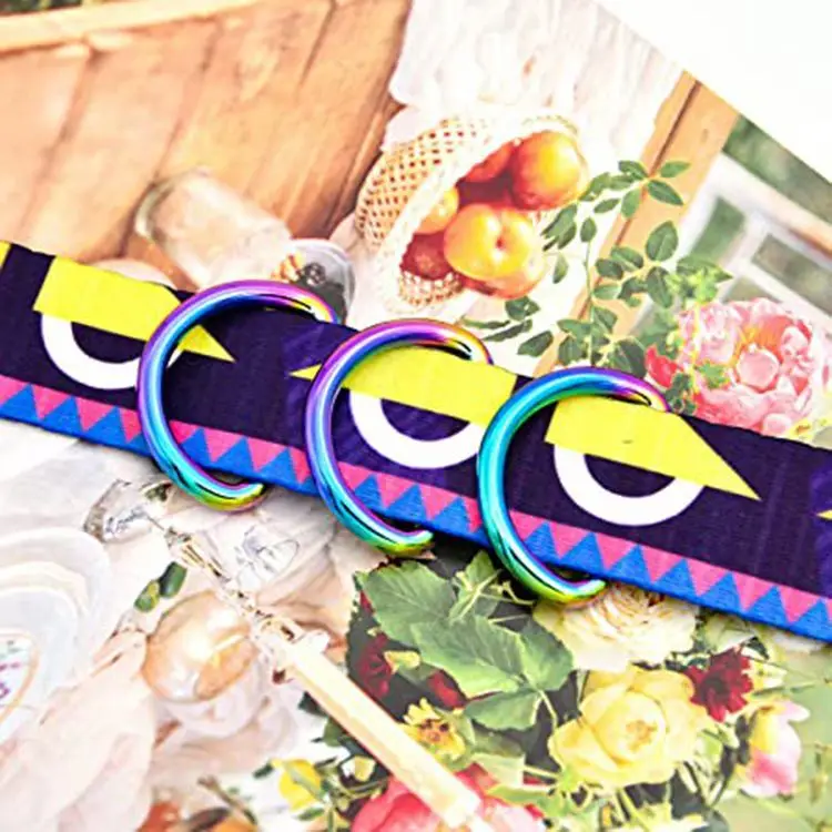 Fashion Bag Strap Parts Accessories Hardware D-Ring Shape Buckle Making Iridescent Rainbow Color Metal D Ring For Handbags