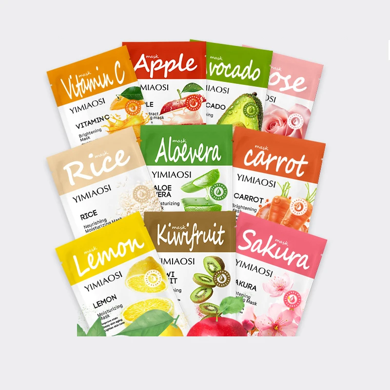 Wholesale Organic Fruit Facial Sheet Mask Plant Firming Moisturizing Whitening SkinCare Face Mask