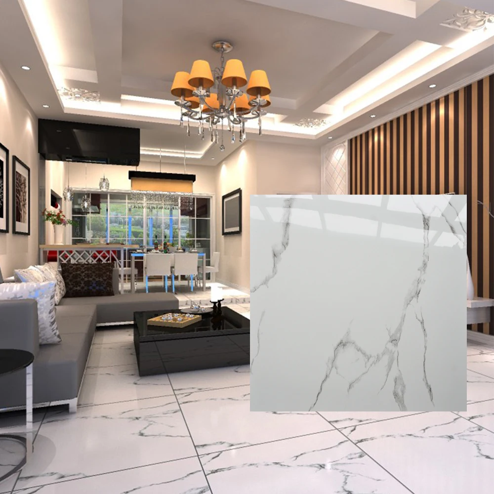 
800*800 polished glazed carrara marble look porcelain ceramic floor tile and wall tile 