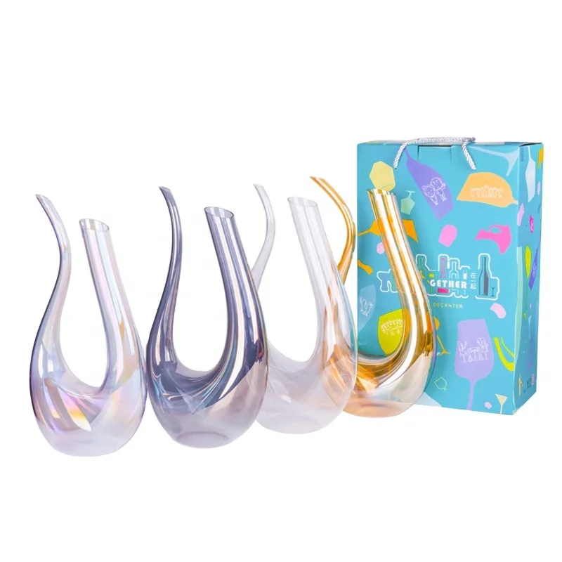 Glassware Heat Resistant Unbreakable Water/Juice Glass Cup Creative Crystal Glass U Shape 1400ml Empty Wine Decanter For Hotel H