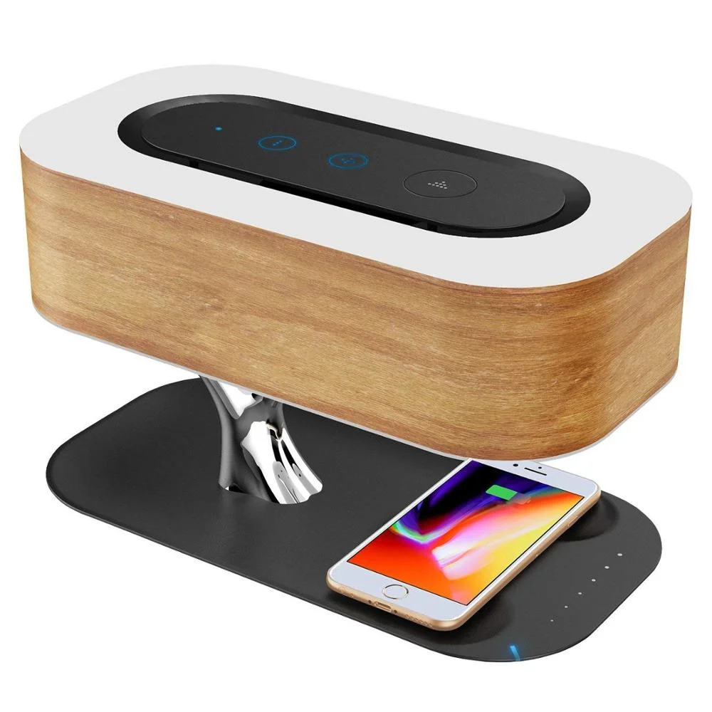 Декор дерево свет настольная лампа музыка Bluetooth динамик кровать Wi-Fi светодиодный мобильный телефон QI Беспроводная зарядка для дома