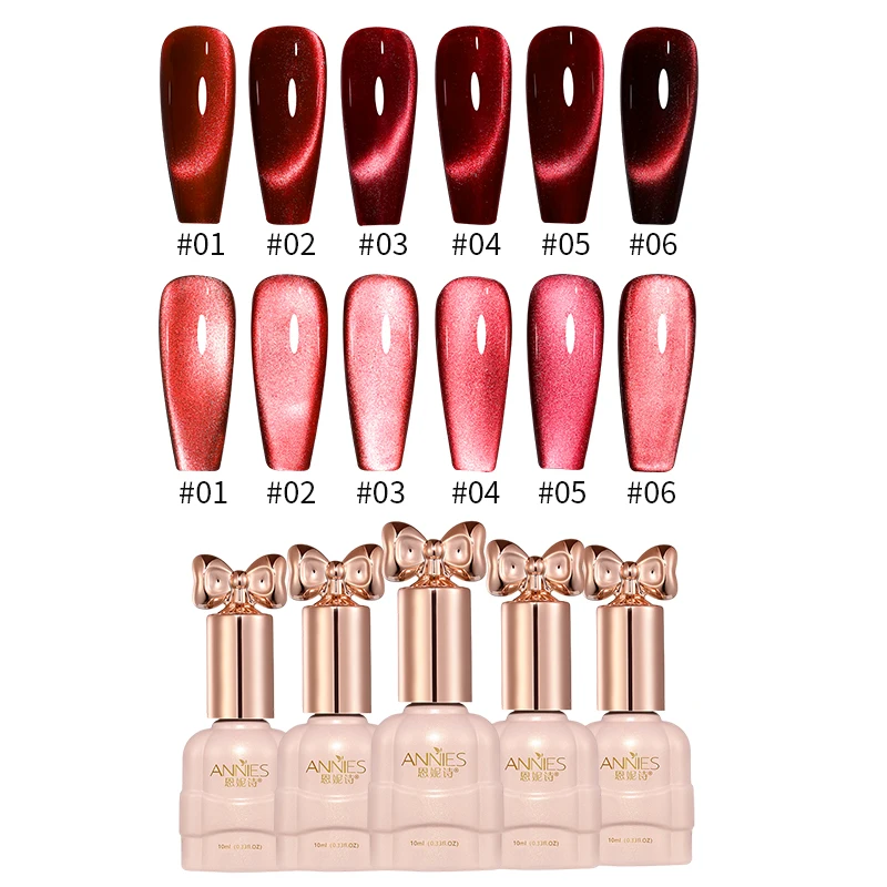Custom 6 Colors Red Gloss Cateye Nail Gel Hot Sale Cateye Gel Polish Semi Clued Gel Nail Christmas