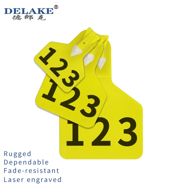 Delake High Quality Large Size Cattle Cow Ear Tag Farmer Use Ear Tag Connected One Piece Ear Tag With Applicator Pliers