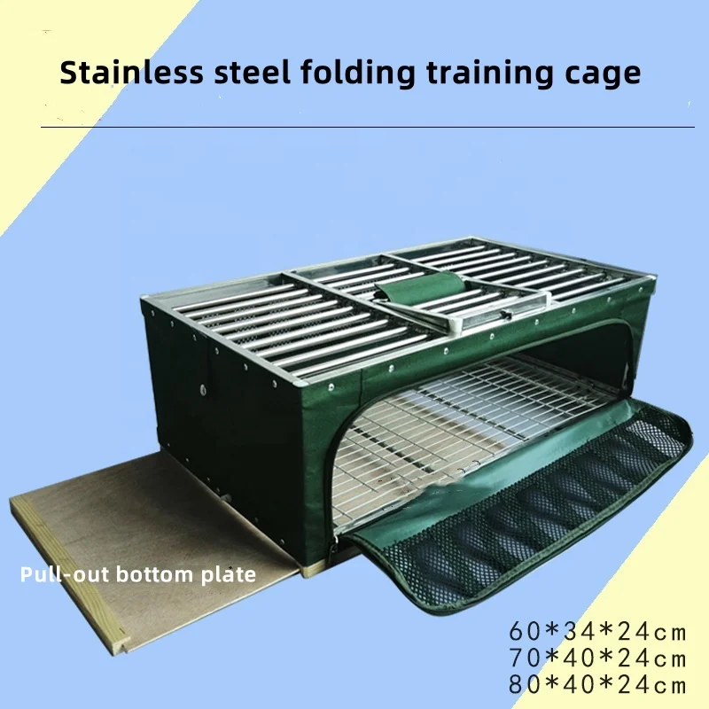 Waterproof Pigeon Cage Foldable Stainless Steel with Canvas Easy Transportation Cage
