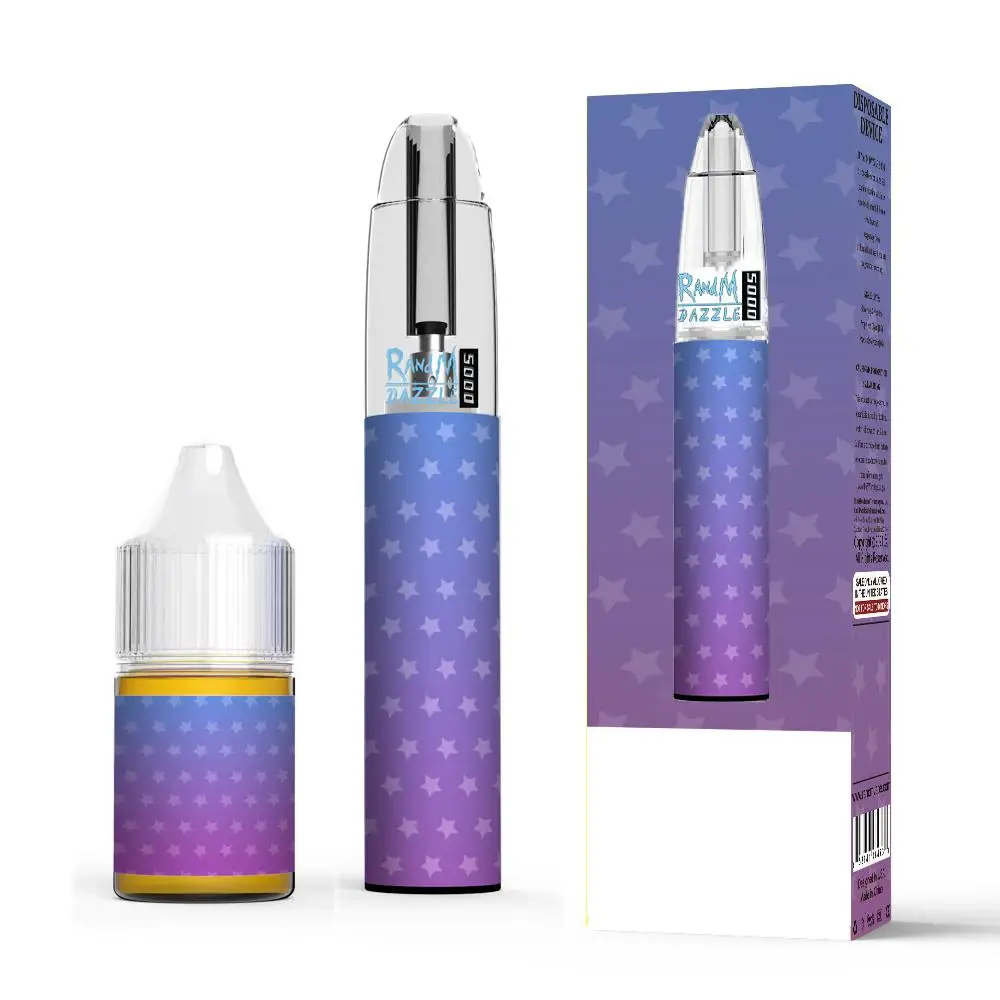 
2021 USA popular rechargeable refillable 5000 puff RandM dazzle vape pen with LED light 