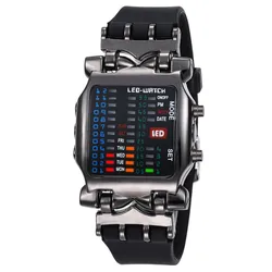 Binary LED Display Watches Fashion Sport Watch Men Stainless Steel Strap Watches Waterproof Digital reloj digitales wholesale