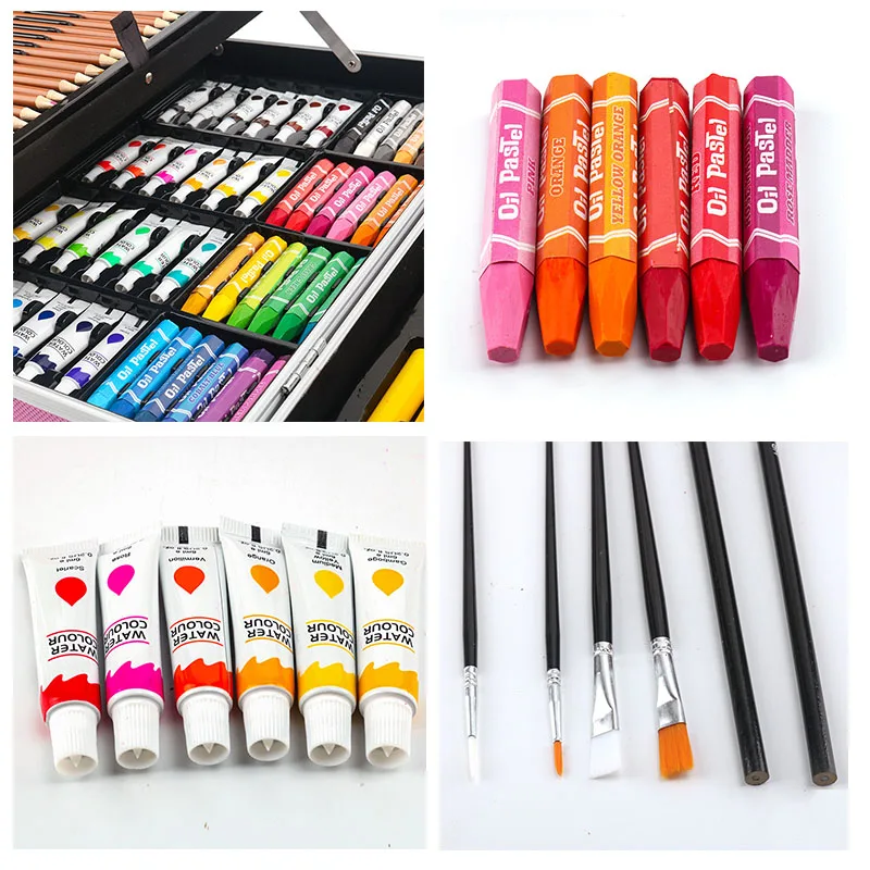 145PCS Aluminium Alloy BOX Packing DIY Art Stationery Set Painting Kit Colour Supplies Kids Drawing