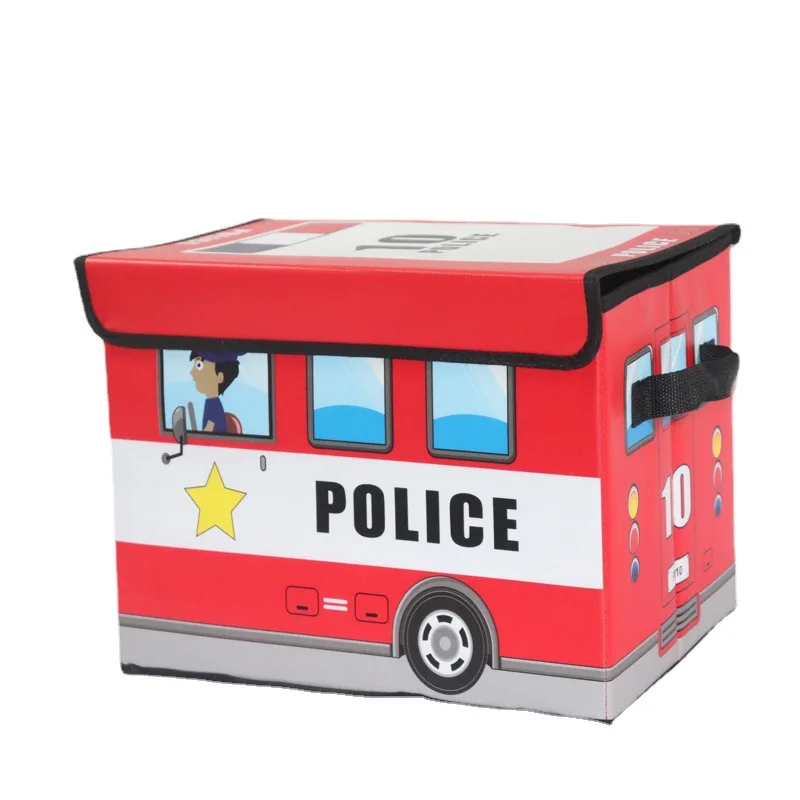 Y60 School Bus Treasure Box Foldable Chest Storage Box Cubes Organizer Collapsible Toy Chest with Lid Truck Toy Storage Box