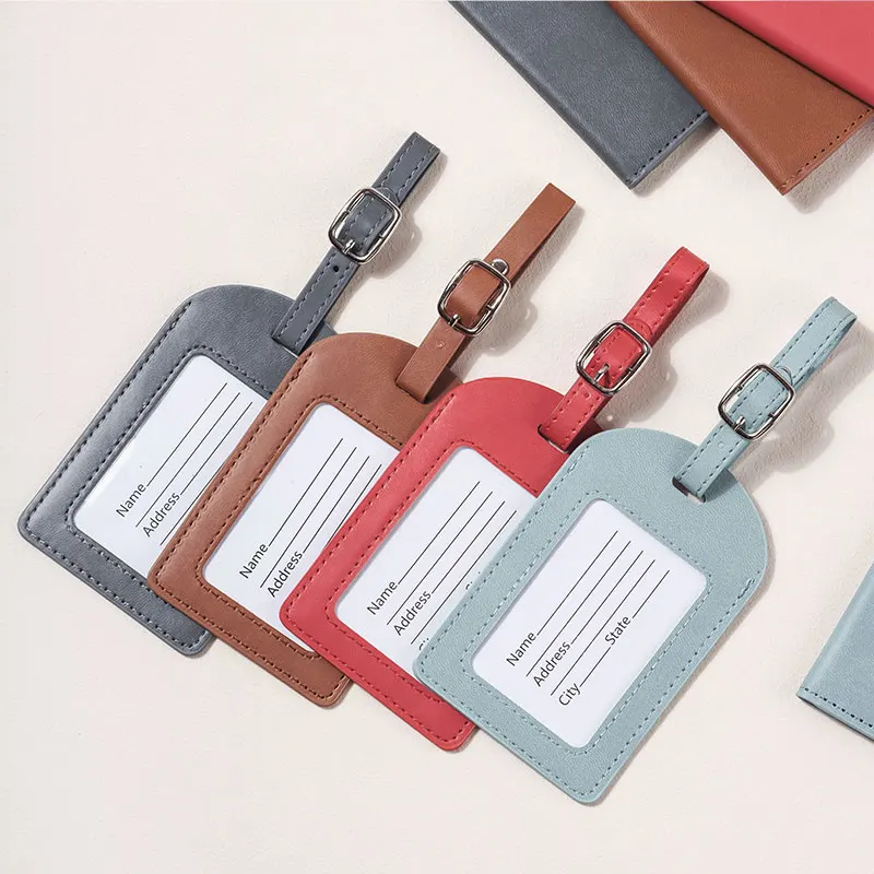 PU Leather Travel Set Custom Logo Passport Holder Luggage Tag Set for Business Gift