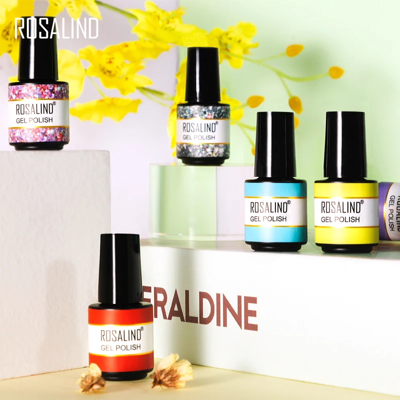 ROSALIND nail supplier create your brand private logo gel varnish soak off pink light color uv gel lacquer nail polish