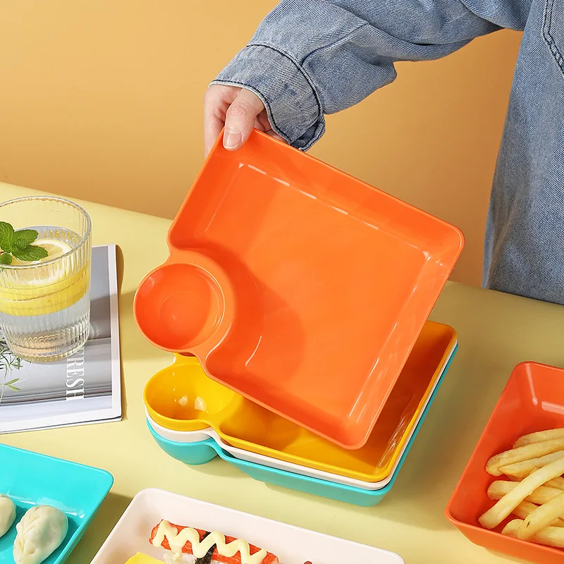 PP thick plastic tray sauce integrated sushi fried chicken dumpling restaurant dipping plate square