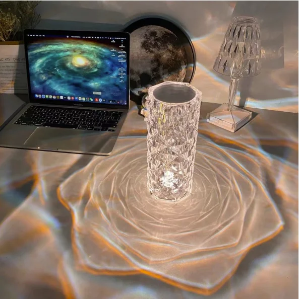 Touch switch usb charging rose diamond crystal light and shadow to create a romantic atmosphere led desk lamp