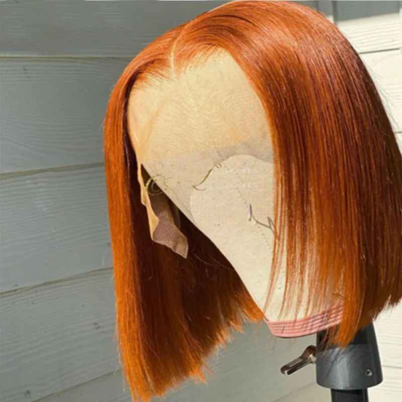 Имбирные бразильские парики цветные короткие оранжевые Hd кружевные предварительно выщипанные от производителя