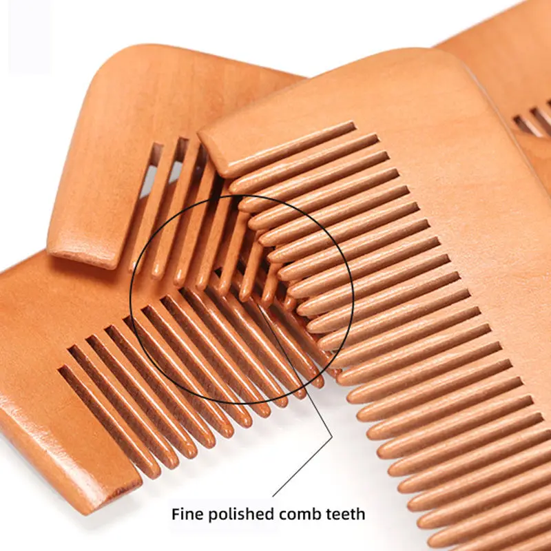 eco friendly natural wooden hair comb brushes set Custom logo Wide Tooth Hair Styling Neem Wood comb  for hair growth