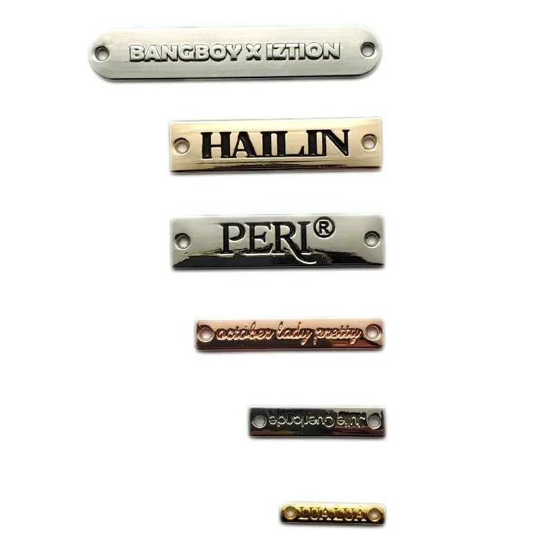 Luxury Metal Logo Tags Custom Brand Name Metal Plates High Quality Metal Logo For Clothing Bag