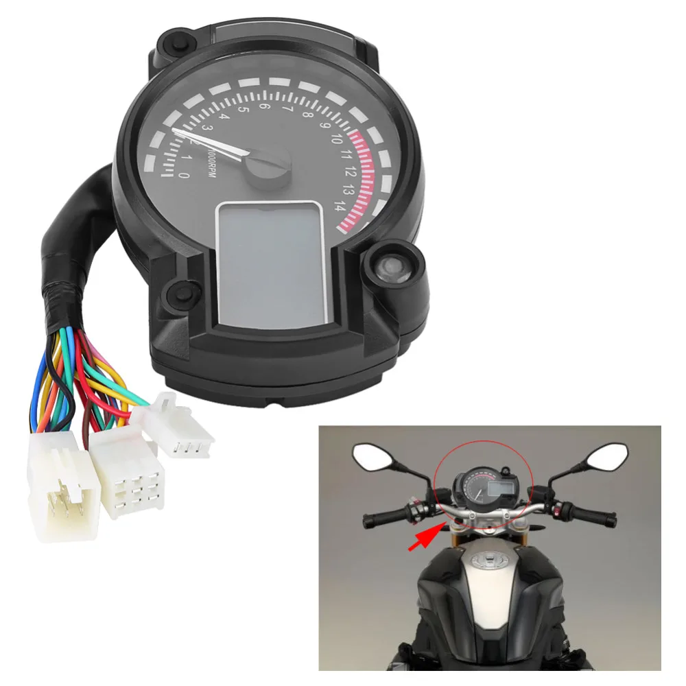 Motorcycle Digital Light LCD Speedometer Odometer Tachometer W/ Speed Sensor 7 color display oil level meter Modern Universal
