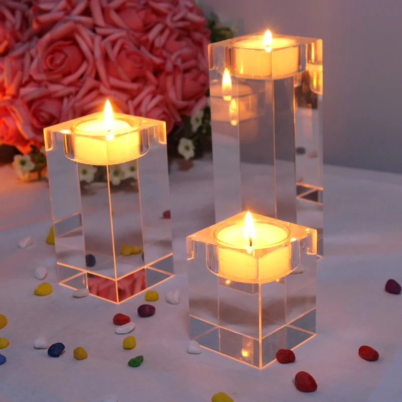 Home Decoration Crystal candlesticks for candles Crystal Tea Light Centerpieces Wedding Table Centerpieces Candle Holders Stand