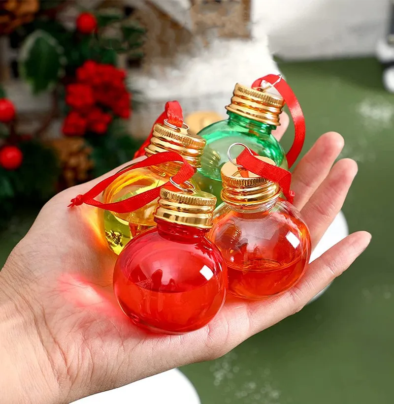 Hot Selling 50ml 100ml 250ml PET Plastic Ball Shape Christmas Tree Ornaments Sphere Bottle Juice Milk Tea Drink Bottle