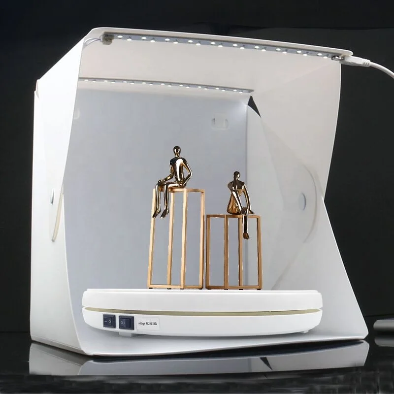 Electric Motorized Photography Turntable 360 Degree Rotatable Display with LED Light for Product Shooting Jewelry Watch Display