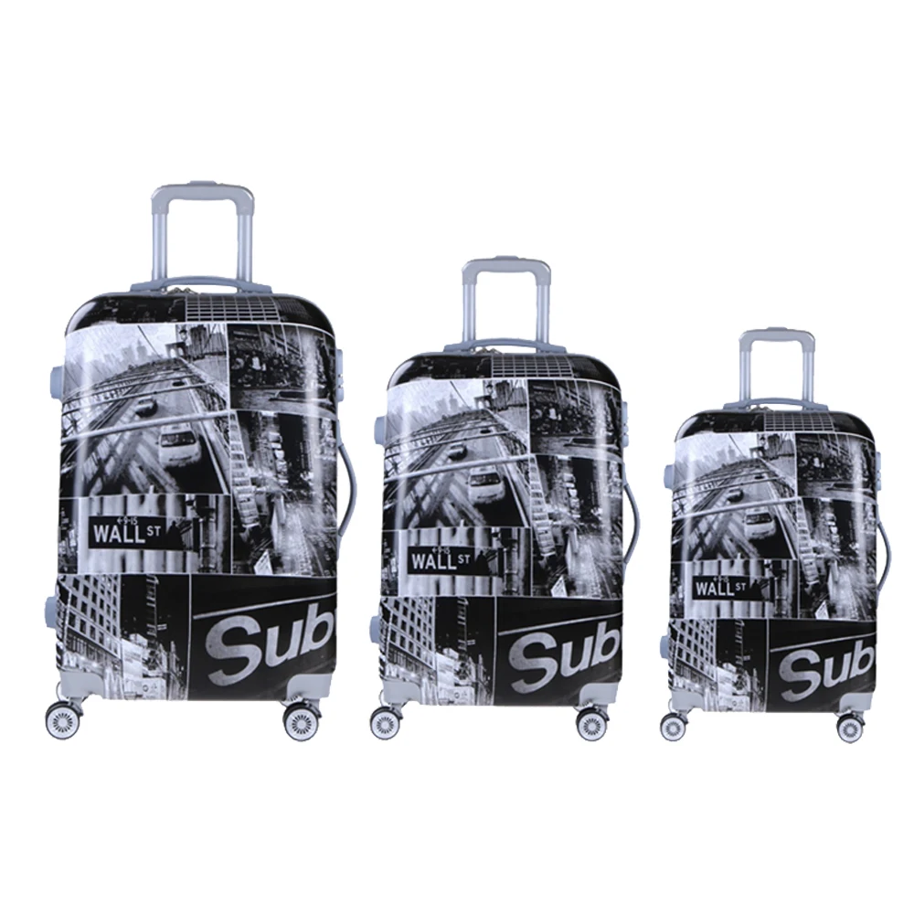 Beautiful and easy to clean PC Carry-on+Luggage trolley luggage bag sets