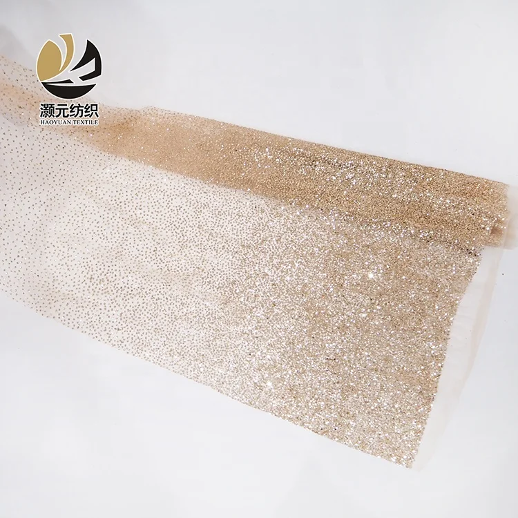 100 нейлоновая блестящая вечерняя одежда цвета шампанского с градиентом мягкая Тюлевая ткань