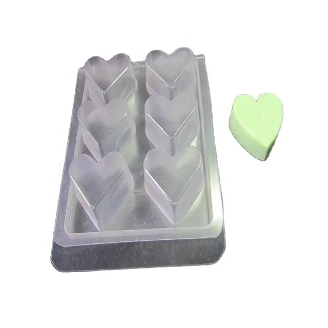 clear 6  cavity  heart shape  wax melt clamshell packaging