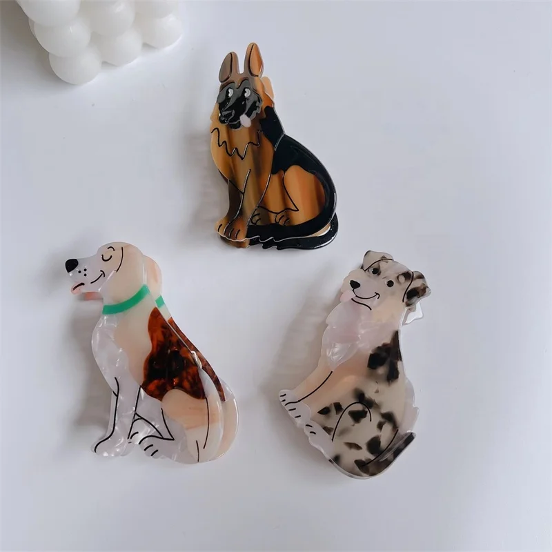 2022 ins ацетатные полые дизайнерские заколки для волос в форме собаки французские Мультяшные животные заколки для волос в форме собаки для женщин