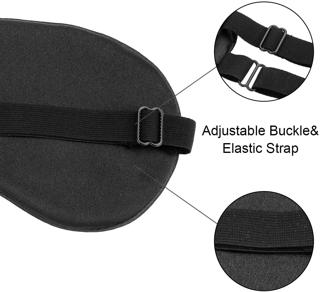 2024 High Quality Satin Eye mask white black silk eye sleep blindfold for sleeping 100% light blocking with printed logo