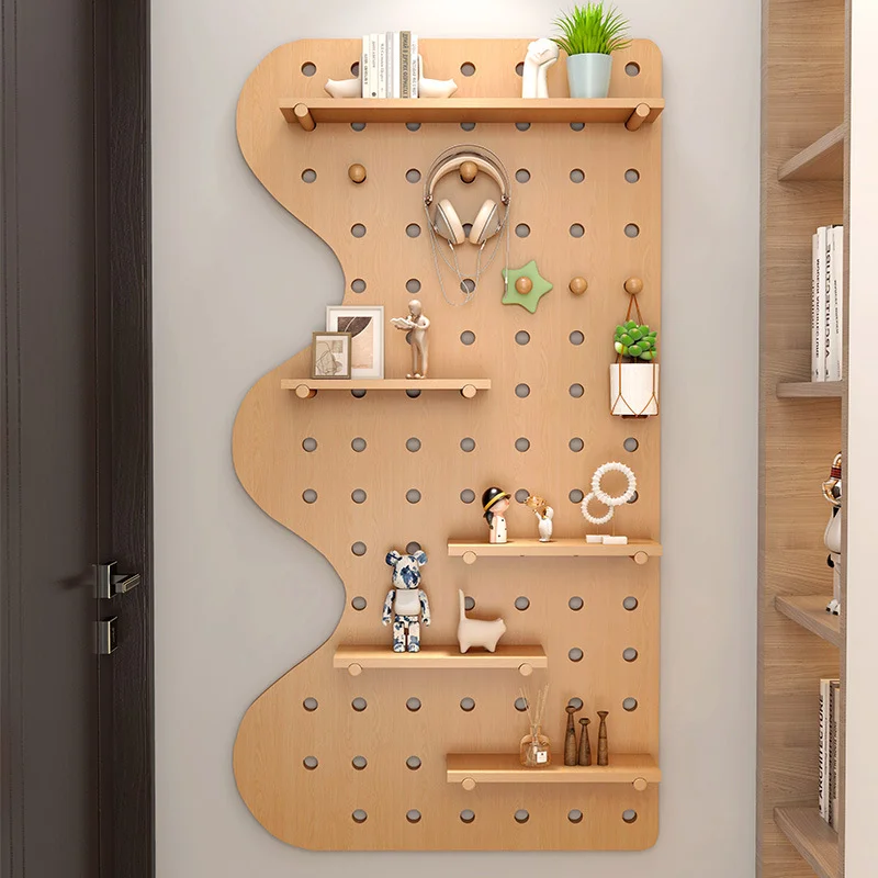 Wholesale Wall Pegboard Wall Solid Wood Perforated Board Multifunctional Display Rack