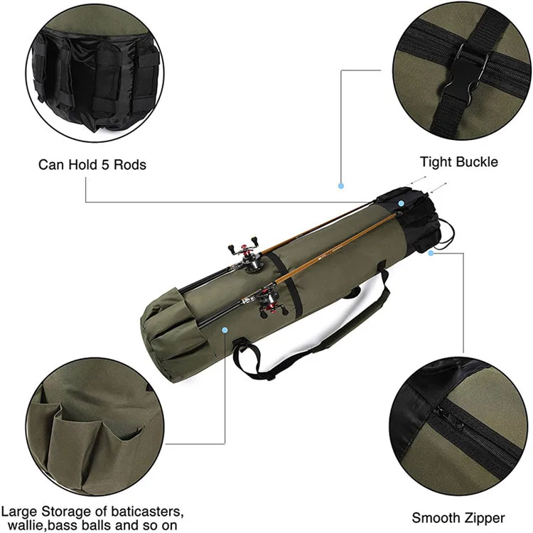 Hot Selling Fishing Bag Organizer Pouch for Multiple Rods Storage Travel Heavy Duty Sea Fly Fishing Rod case Tackle Bag
