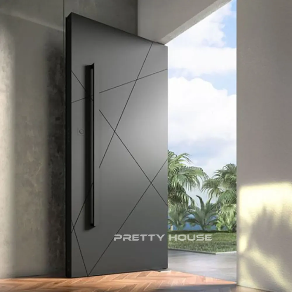 Modern House Villa Exterior Door Stainless Steel Front Entrance Pivot Entry Door