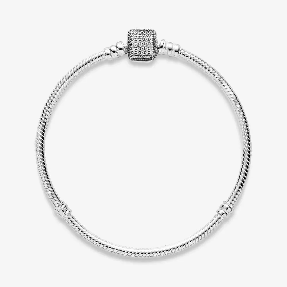 Sterling silver  Moments Sparkling Snake Chain Bracelet  Fit pandaro 2020