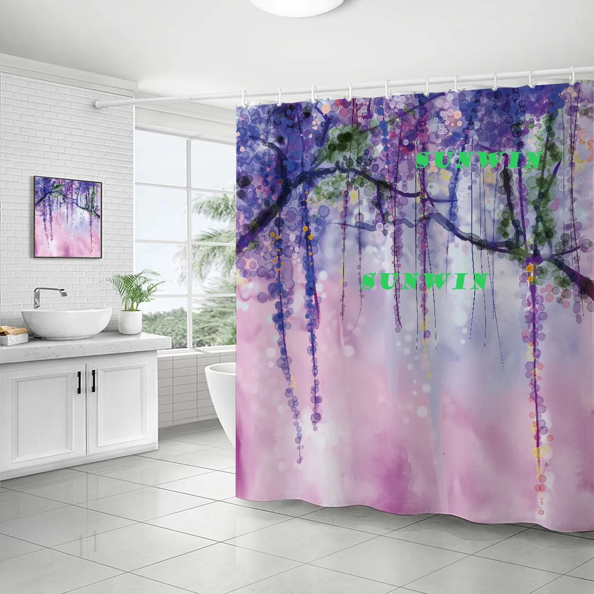Sunwin Custom Shower Curtain Thickened Toilet Partition Curtain Bathroom Curtain With Hooks