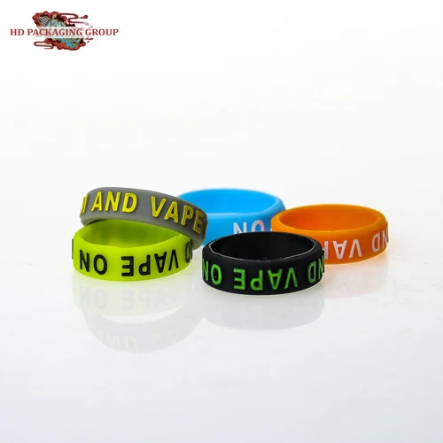 Силиконовое кольцо для вейпа разных цветов на заказ, рекламный рельефный логотип, силиконовый браслет для вейпа на заказ