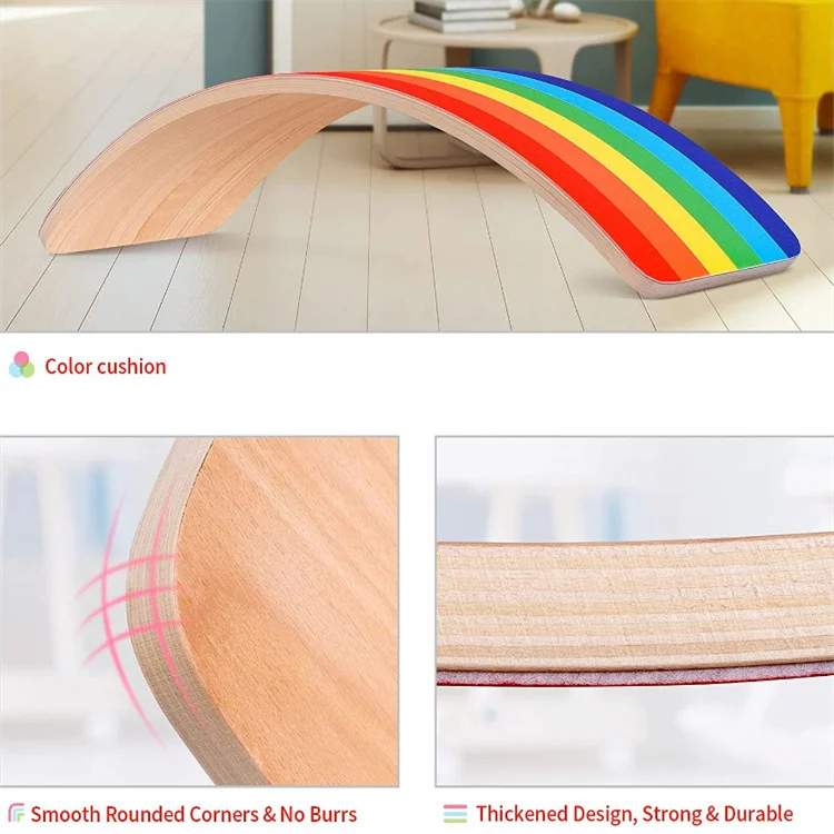 Yoga curvy unlimited high quality natural wooden durable rainbow balance board