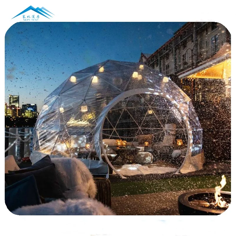 Igloo New Dining Trend Outdoor Domes Transparent Dome Restaurant 850g/m2 PVC Fabric Hot Galvanized GB Q235 Steel Tubes Iglu Felt