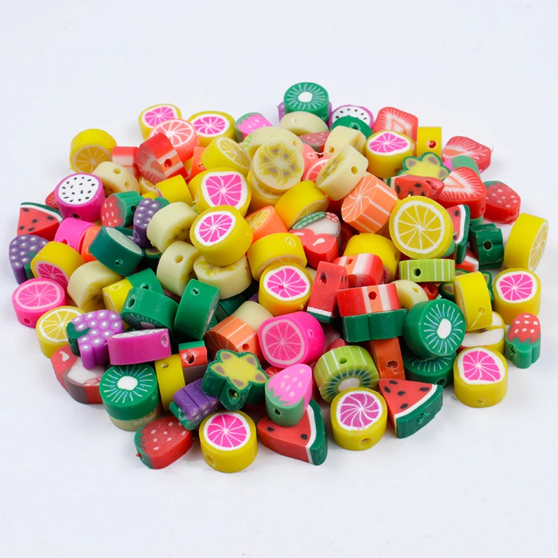 
Polymer Clay Spacer Loose Beads For Necklace DIY Bracelet Accessories 50Pcs/Bag 10mm Mixed Color Fruit Beads Polymer Clay Beads 