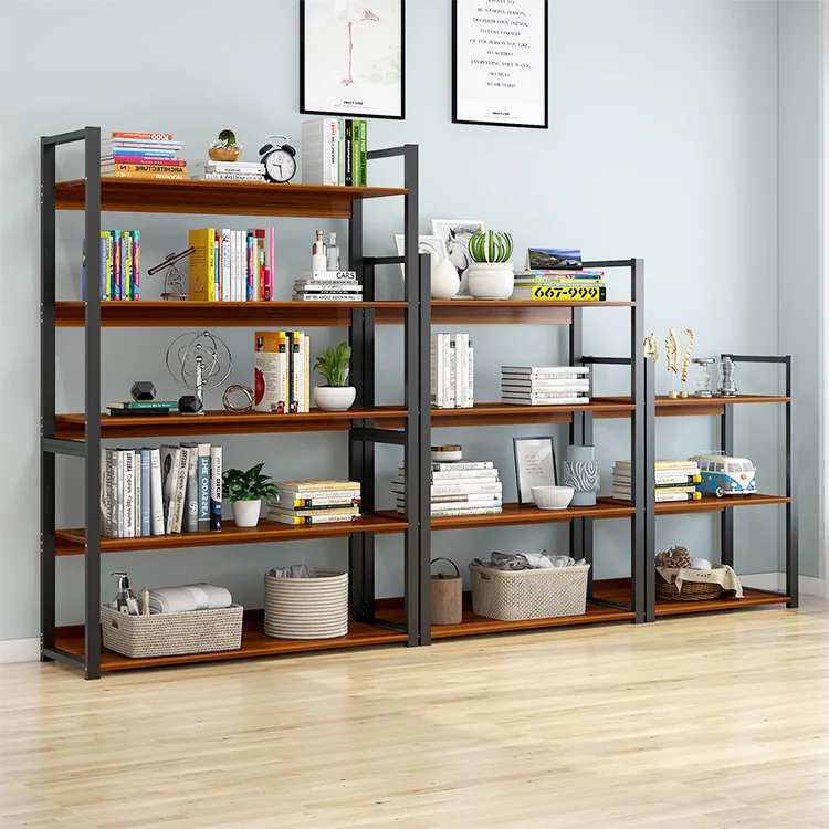 Custom Large Size Simple Design Muti-Layer Modern Wooden Bookcase Shelf Free Stand Bookshelf Storage Unit Storage Shelves