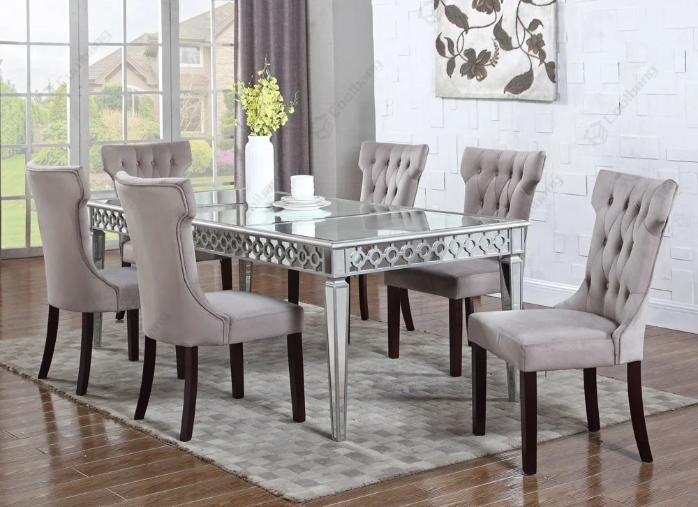 Contemporary Hot Round Modern Glass Mirrored Furniture Dining Table For Living Room