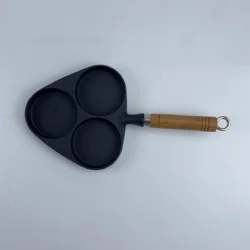 Skillet Pre Seasoned Stove Oven Fry Pans Cookware Set 3 holes Cast Iron Mini Space Black  Duty Gifts Box