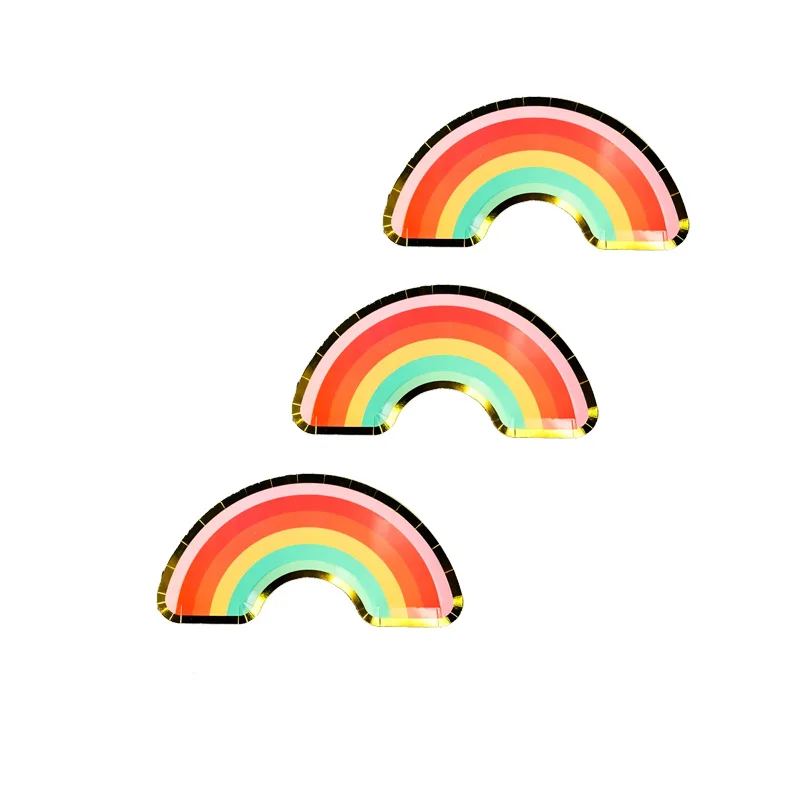 Partybus Colorful Stripe Rainbow Design 10 Inch Eco Biodegradable Disposable Party Paper Plates